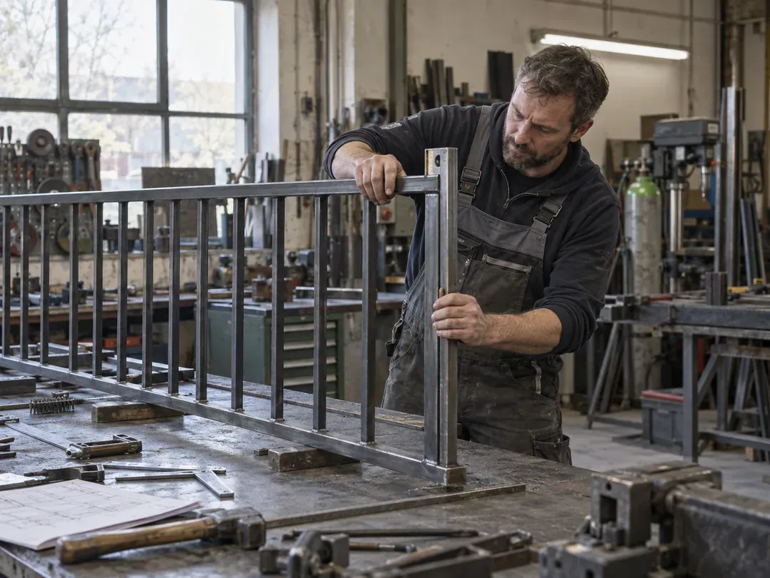 Metallbauer arbeitet an einem Werkstück