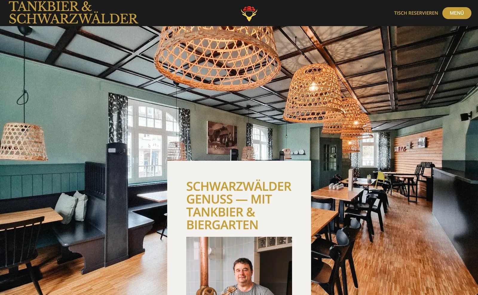Weitere Ansicht der Tankbier-Webseite mit dem Biergarten